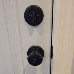 Antiqued Brushed Dark Brown Bronze Door Knob and Deadbolt Set